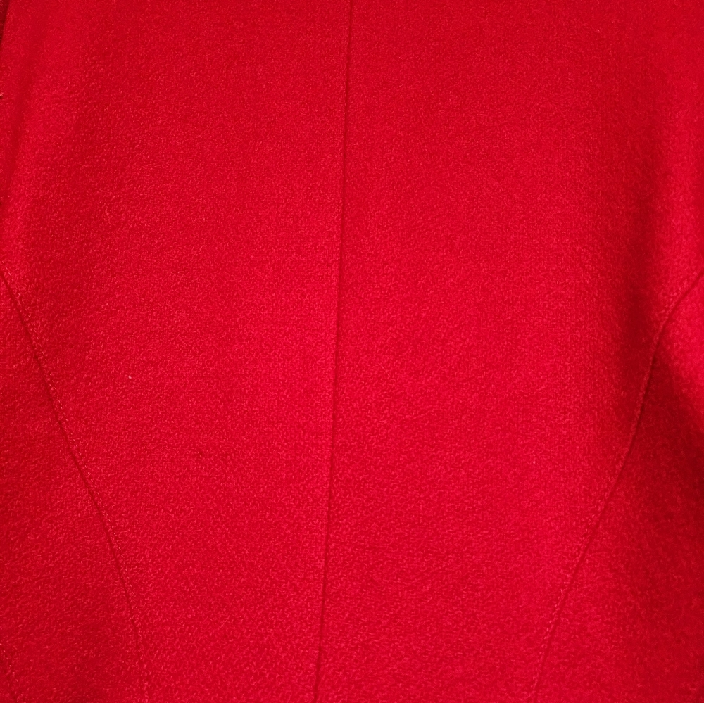 Jonathan Stevens Vintage Cropped Red Wool and  Leather Jacket, Size L - Picture 4 of 13